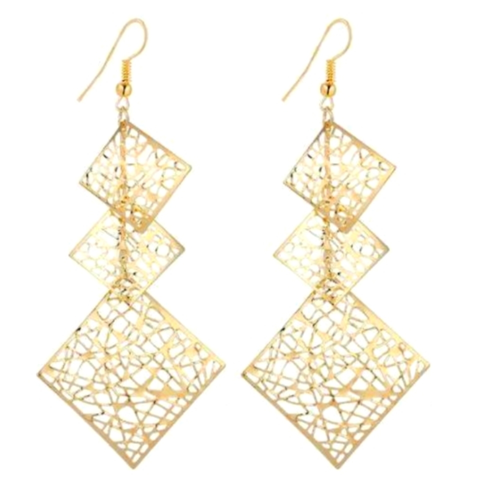 Abstract square chandelier earrings